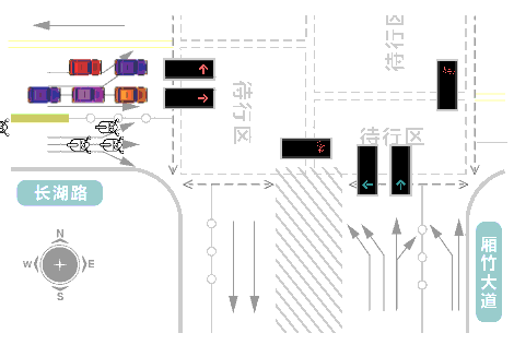 圖6 長湖—廂竹路口優(yōu)化后的運行狀況