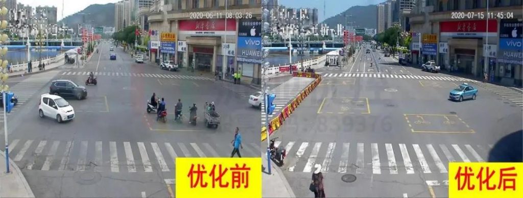 圖6 濱河路-通橋優(yōu)化前后對(duì)比圖