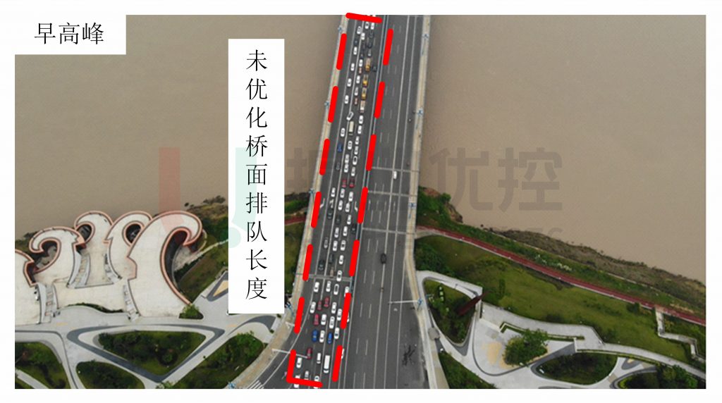 圖12 車(chē)輛在橋面排隊(duì)情況（優(yōu)化前）