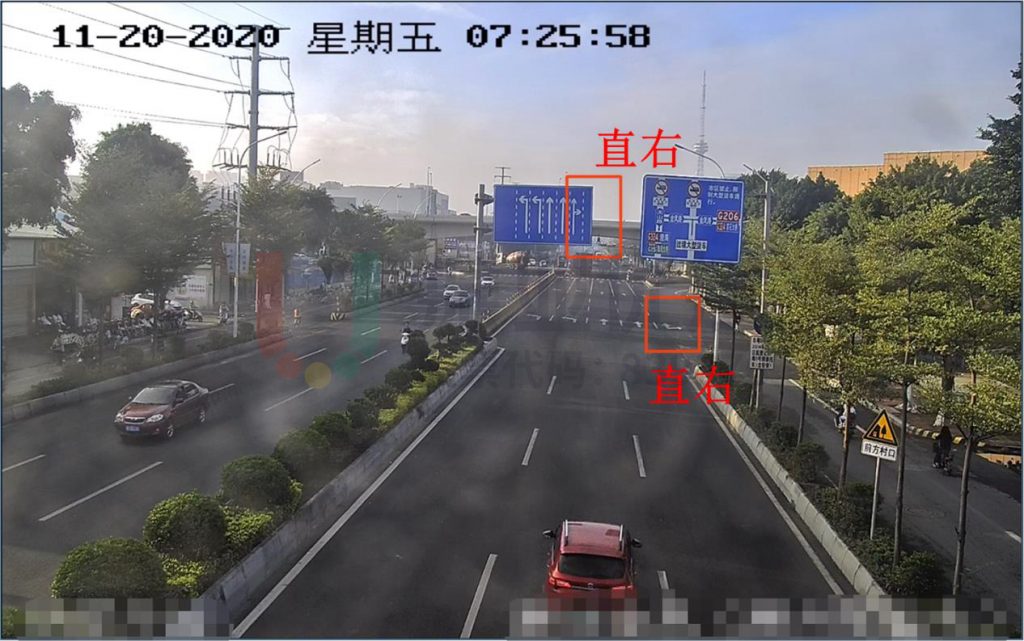圖13北進(jìn)口車道指示牌與地面車道標(biāo)線一致(優(yōu)化后)