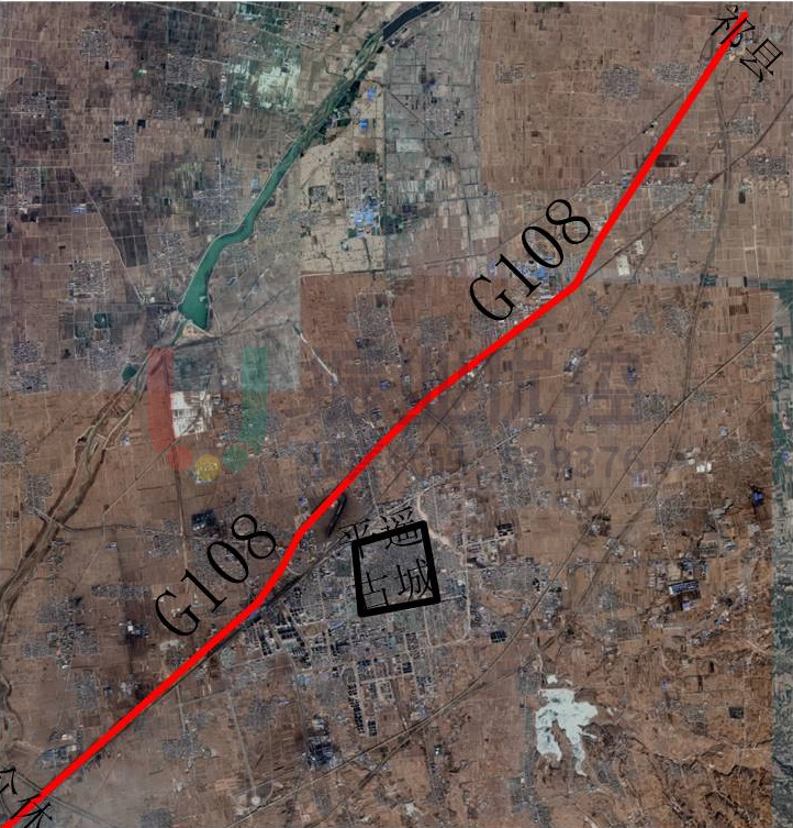 圖1 G108國道平遙境內(nèi)路線