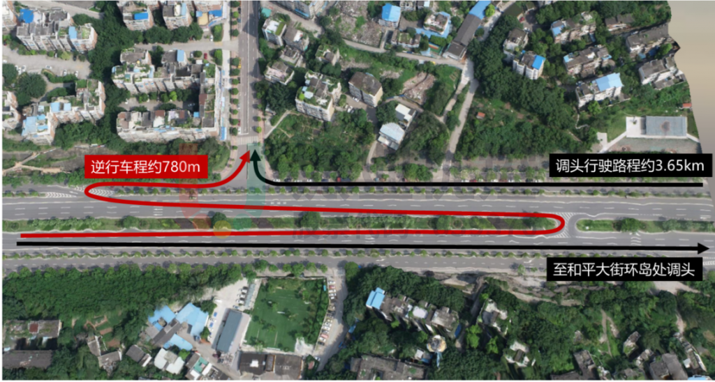 圖3 車輛違法逆行進入小區(qū)的路徑