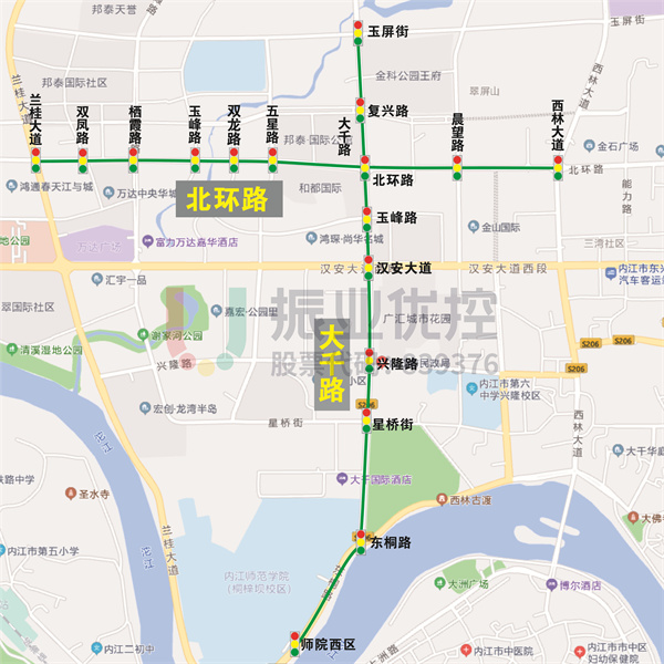 圖 1 大千路、北環(huán)路位置示意圖
